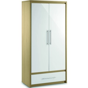 Stockholm Oak and White 2 Door, 1 Drawer Wardrobe